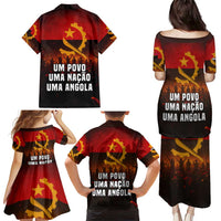 Angola Family Matching Puletasi and Hawaiian Shirt with Red Black Yellow Grunge Design - Wonder Print Shop