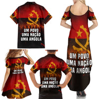 Angola Family Matching Summer Maxi Dress and Hawaiian Shirt with Red Black Yellow Grunge Design - Wonder Print Shop