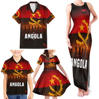 Angola Family Matching Tank Maxi Dress and Hawaiian Shirt with Red Black Yellow Grunge Design - Wonder Print Shop