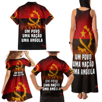 Angola Family Matching Tank Maxi Dress and Hawaiian Shirt with Red Black Yellow Grunge Design - Wonder Print Shop