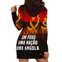 Angola Hoodie Dress with Red Black Yellow Grunge Design - Wonder Print Shop