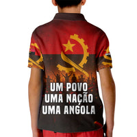 Angola Kid Polo Shirt with Red Black Yellow Grunge Design - Wonder Print Shop