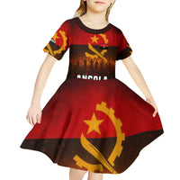 Angola Kid Short Sleeve Dress with Red Black Yellow Grunge Design - Wonder Print Shop