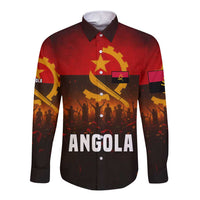 Angola Long Sleeve Button Shirt with Red Black Yellow Grunge Design - Wonder Print Shop