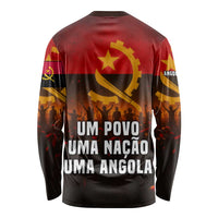 Angola Long Sleeve Shirt with Red Black Yellow Grunge Design - Wonder Print Shop