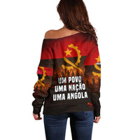 Angola Off Shoulder Sweater with Red Black Yellow Grunge Design - Wonder Print Shop