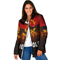 Angola Padded Jacket with Red Black Yellow Grunge Design - Wonder Print Shop