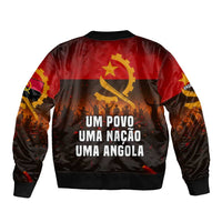 Angola Sleeve Zip Bomber Jacket with Red Black Yellow Grunge Design - Wonder Print Shop