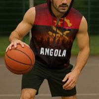 Angola Sleeveless Zip Hoodie with Red Black Yellow Grunge Design - Wonder Print Shop