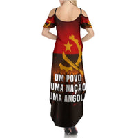 Angola Summer Maxi Dress with Red Black Yellow Grunge Design - Wonder Print Shop