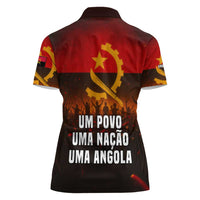 Angola Women Polo Shirt with Red Black Yellow Grunge Design - Wonder Print Shop
