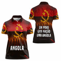 Angola Women Polo Shirt with Red Black Yellow Grunge Design - Wonder Print Shop