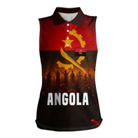Angola Women Sleeveless Polo Shirt with Red Black Yellow Grunge Design - Wonder Print Shop
