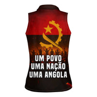 Angola Women Sleeveless Polo Shirt with Red Black Yellow Grunge Design - Wonder Print Shop