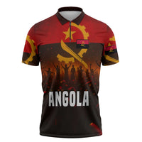 Angola Zipper Polo Shirt with Red Black Yellow Grunge Design - Wonder Print Shop