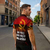 Angola Zipper Polo Shirt with Red Black Yellow Grunge Design - Wonder Print Shop