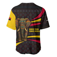 Angola Baseball Jersey with Red Black Yellow Tribal Design and Elephant - Wonder Print Shop