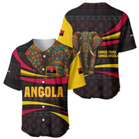 Angola Baseball Jersey with Red Black Yellow Tribal Design and Elephant - Wonder Print Shop