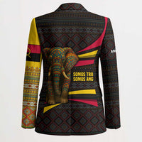 Angola Blazer with Red Black Yellow Tribal Design and Elephant - Wonder Print Shop