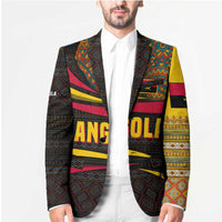Angola Blazer with Red Black Yellow Tribal Design and Elephant - Wonder Print Shop