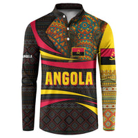Angola Button Sweatshirt with Red Black Yellow Tribal Design and Elephant - Wonder Print Shop