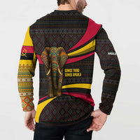 Angola Button Sweatshirt with Red Black Yellow Tribal Design and Elephant - Wonder Print Shop