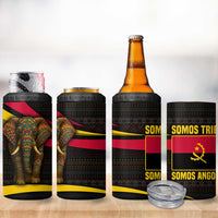 Angola 4 in 1 Can Cooler Tumbler with Red Black Yellow Tribal Design and Elephant - Wonder Print Shop