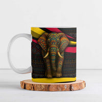 Angola Ceramic Mug with Red Black Yellow Tribal Design and Elephant - Wonder Print Shop