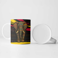 Angola Ceramic Mug with Red Black Yellow Tribal Design and Elephant - Wonder Print Shop