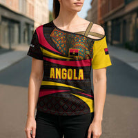 Angola Cross Shoulder Shirt with Red Black Yellow Tribal Design and Elephant - Wonder Print Shop