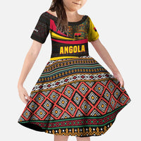 Angola Family Matching Long Sleeve Bodycon Dress and Hawaiian Shirt with Red Black Yellow Tribal Design and Elephant - Wonder Print Shop