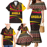 Angola Family Matching Mermaid Dress and Hawaiian Shirt with Red Black Yellow Tribal Design and Elephant - Wonder Print Shop