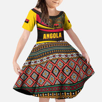 Angola Family Matching Off Shoulder Maxi Dress and Hawaiian Shirt with Red Black Yellow Tribal Design and Elephant - Wonder Print Shop