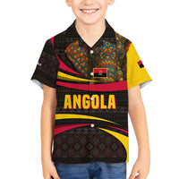 Angola Family Matching Short Sleeve Bodycon Dress and Hawaiian Shirt with Red Black Yellow Tribal Design and Elephant - Wonder Print Shop