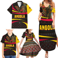 Angola Family Matching Summer Maxi Dress and Hawaiian Shirt with Red Black Yellow Tribal Design and Elephant - Wonder Print Shop