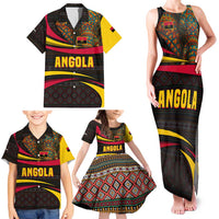 Angola Family Matching Tank Maxi Dress and Hawaiian Shirt with Red Black Yellow Tribal Design and Elephant - Wonder Print Shop