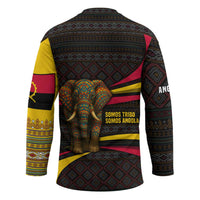 Angola Hockey Jersey with Red Black Yellow Tribal Design and Elephant - Wonder Print Shop