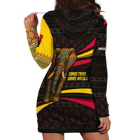 Angola Hoodie Dress with Red Black Yellow Tribal Design and Elephant - Wonder Print Shop