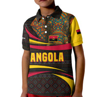 Angola Kid Polo Shirt with Red Black Yellow Tribal Design and Elephant - Wonder Print Shop