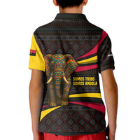 Angola Kid Polo Shirt with Red Black Yellow Tribal Design and Elephant - Wonder Print Shop