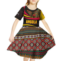 Angola Kid Short Sleeve Dress with Red Black Yellow Tribal Design and Elephant - Wonder Print Shop