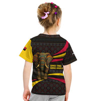 Angola Kid T Shirt with Red Black Yellow Tribal Design and Elephant - Wonder Print Shop