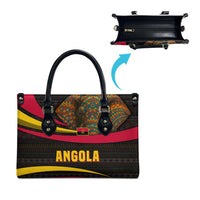 Angola Leather Bag with Red Black Yellow Tribal Design and Elephant - Wonder Print Shop