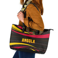 Angola Leather Tote Bag with Red Black Yellow Tribal Design and Elephant - Wonder Print Shop