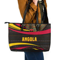 Angola Leather Tote Bag with Red Black Yellow Tribal Design and Elephant - Wonder Print Shop