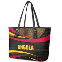 Angola Leather Tote Bag with Red Black Yellow Tribal Design and Elephant - Wonder Print Shop