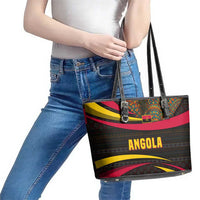 Angola Leather Tote Bag with Red Black Yellow Tribal Design and Elephant - Wonder Print Shop