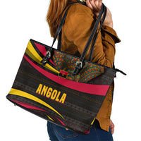 Angola Leather Tote Bag with Red Black Yellow Tribal Design and Elephant - Wonder Print Shop