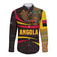 Angola Long Sleeve Button Shirt with Red Black Yellow Tribal Design and Elephant - Wonder Print Shop