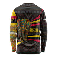 Angola Long Sleeve Shirt with Red Black Yellow Tribal Design and Elephant - Wonder Print Shop